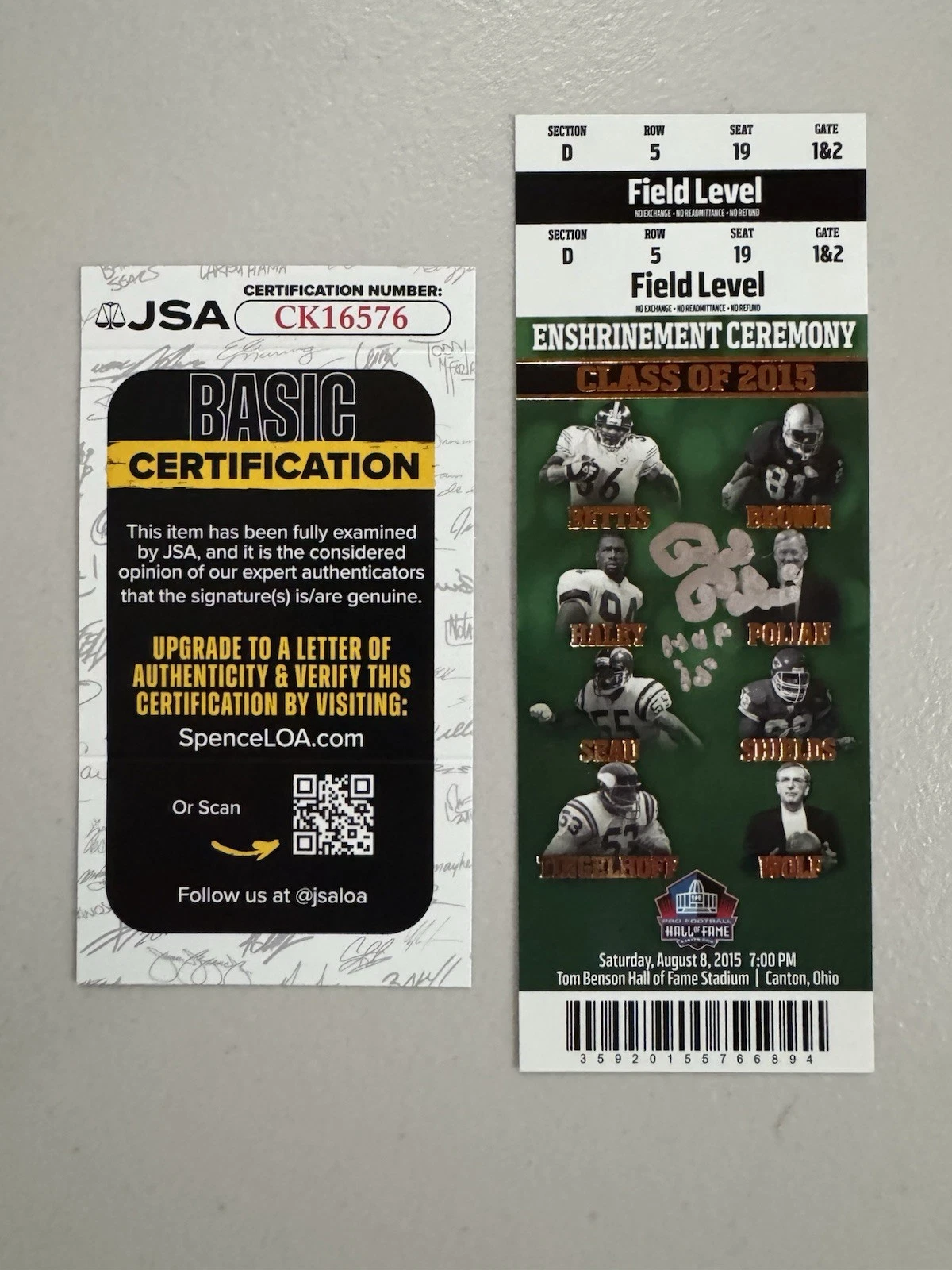 Bill Polian SIGNED AUTOGRAPHED HoF Induction Ticket JSA Buffalo Bills HoF
