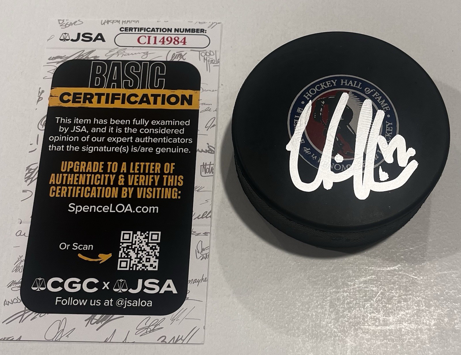 VICTOR HEDMAN SIGNED HOCKEY HALL OF FAME PUCK W CASE TAMPA BAY LIGHTNING JSA COA