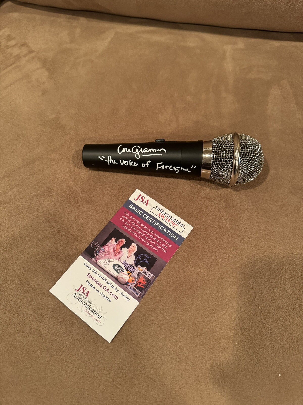 Lou Gramm of Foreigner Authentic Signed Microphone W/ The Voice Of Foreigner JSA