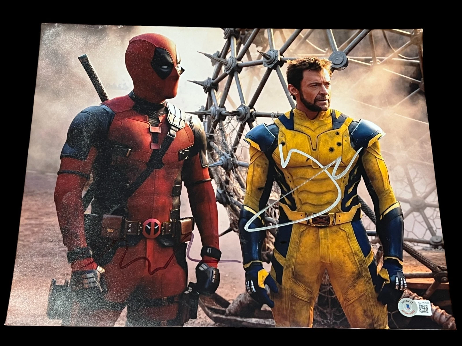 HUGH JACKMAN RYAN REYNOLDS SIGNED AUTOGRAPH 11x14 DEADPOOL WOLVERINE BECKETT X1