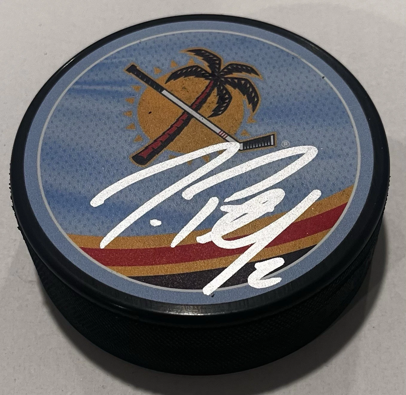 JEFF PETRY SIGNED FLORIDA PANTHERS HOCKEY PUCK W/ CASE COA