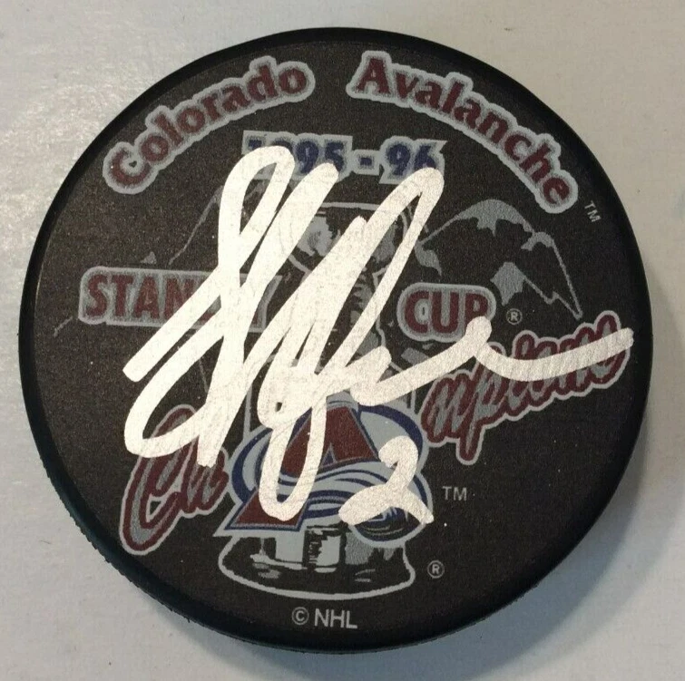 SYLVAIN LEFEBVRE SIGNED COLORADO AVALANCHE 1996 STANLEY CUP PUCK W/ CASE COA