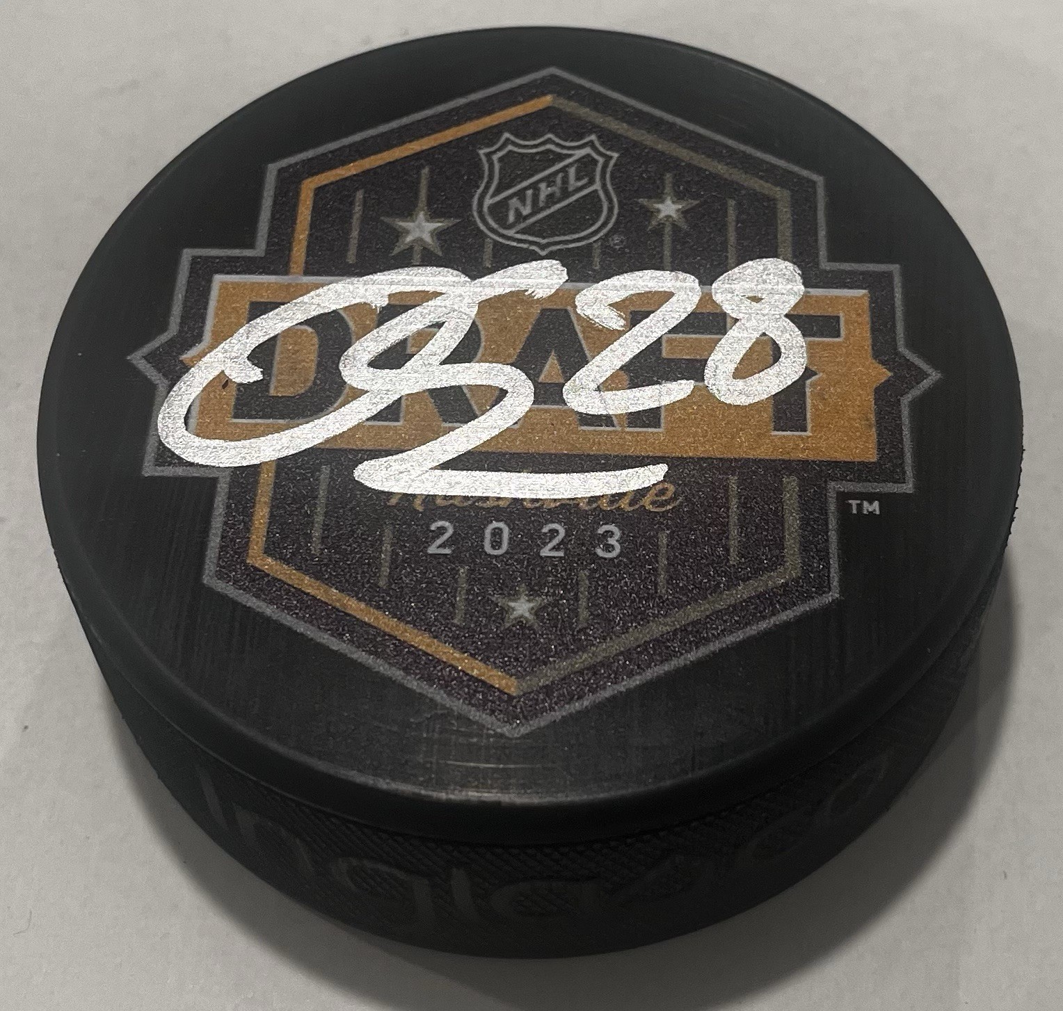 OTTO STENBERG SIGNED ST LOUIS BLUES 2023 NHL DRAFT HOCKEY PUCK W/ CASE ALEX COA