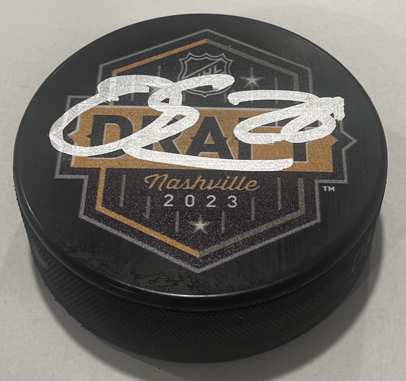 OTTO STENBERG SIGNED ST LOUIS BLUES 2023 NHL DRAFT HOCKEY PUCK W/ CASE ALEX COA