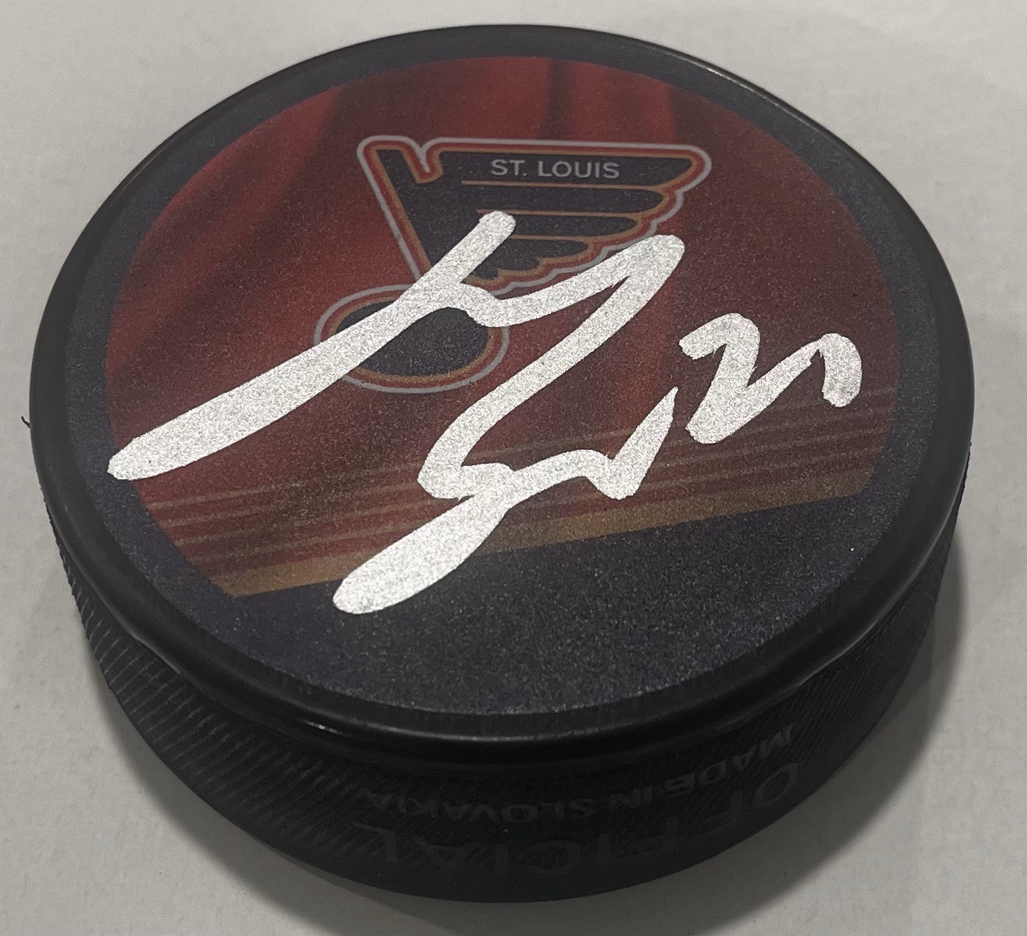JIMMY SNUGGERUD SIGNED ST LOUIS BLUES HOCKEY PUCK W/ CASE COA