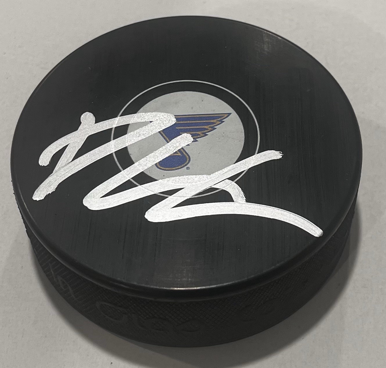 DALIBOR DVORSKY SIGNED ST LOUIS BLUES HOCKEY PUCK W/ CASE COA
