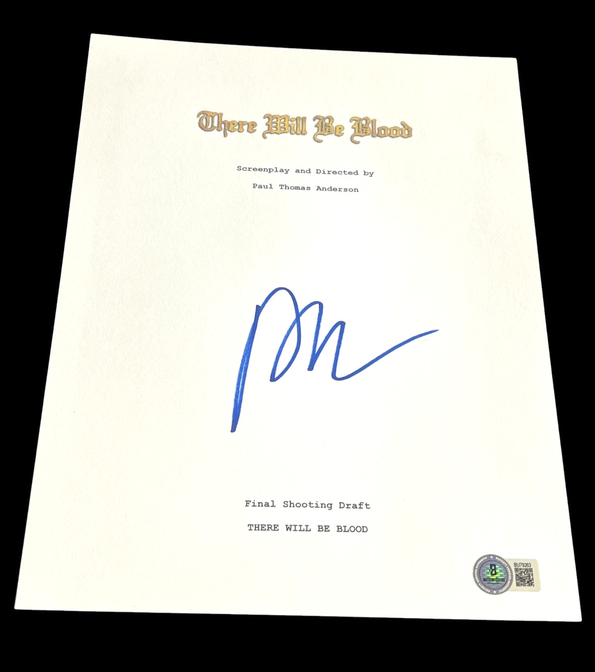 PAUL THOMAS ANDERSON SIGNED AUTOGRAPH MOVIE SCRIPT THERE WILL BE BLOOD BECKETT F