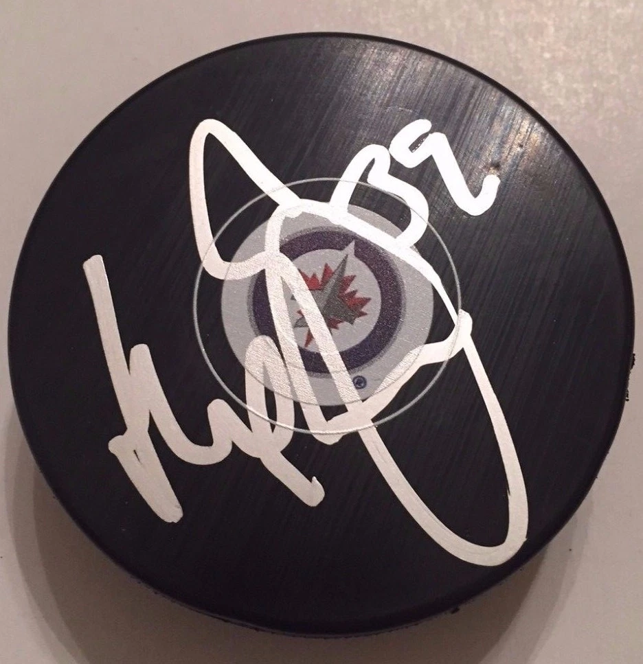 TOBIAS TOBY ENSTROM SIGNED WINNIPEG JETS PUCK W/CASE COA