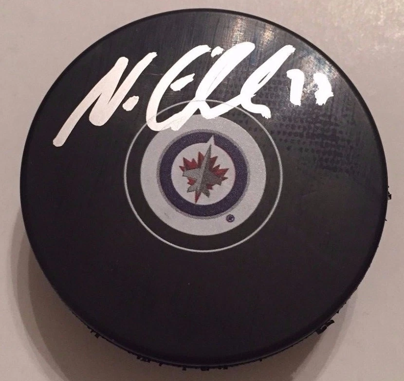 NIKOLAJ EHLERS SIGNED WINNIPEG JETS PUCK W/CASE COA
