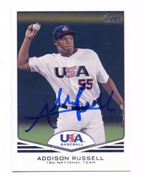 ADDISON RUSSELL SIGNED 2011 TOPPS USA BASEBALL ROOKIE CARD AUTO C