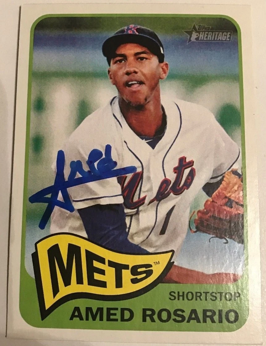 AMED ROSARIO SIGNED 2014 TOPPS HERITAGE MINORS ROOKIE CARD AUTO