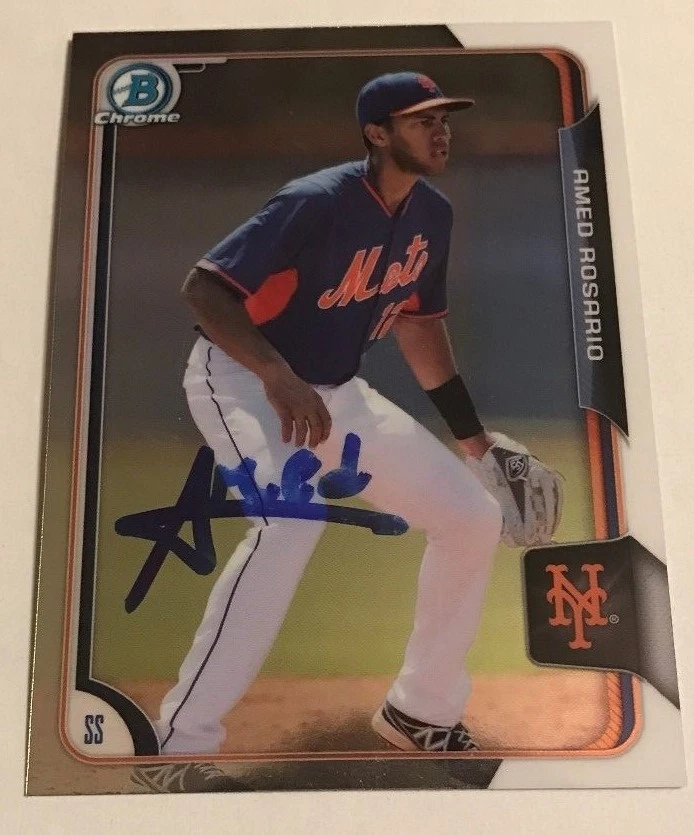 AMED ROSARIO SIGNED 2015 BOWMAN CHROME ROOKIE CARD AUTO