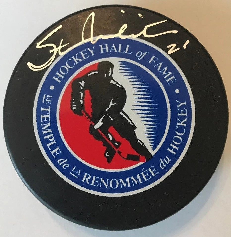 STAN MIKITA SIGNED HALL OF FAME PUCK BLACKHAWKS W/CASE BECKETT COA