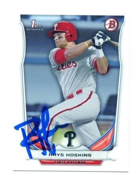 RHYS HOSKINS SIGNED 2014 BOWMAN DRAFT BASEBALL ROOKIE CARD AUTO C