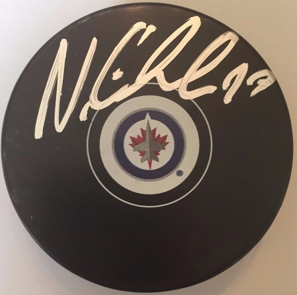 NIKOLAJ EHLERS SIGNED WINNIPEG JETS PUCK W/CASE COA
