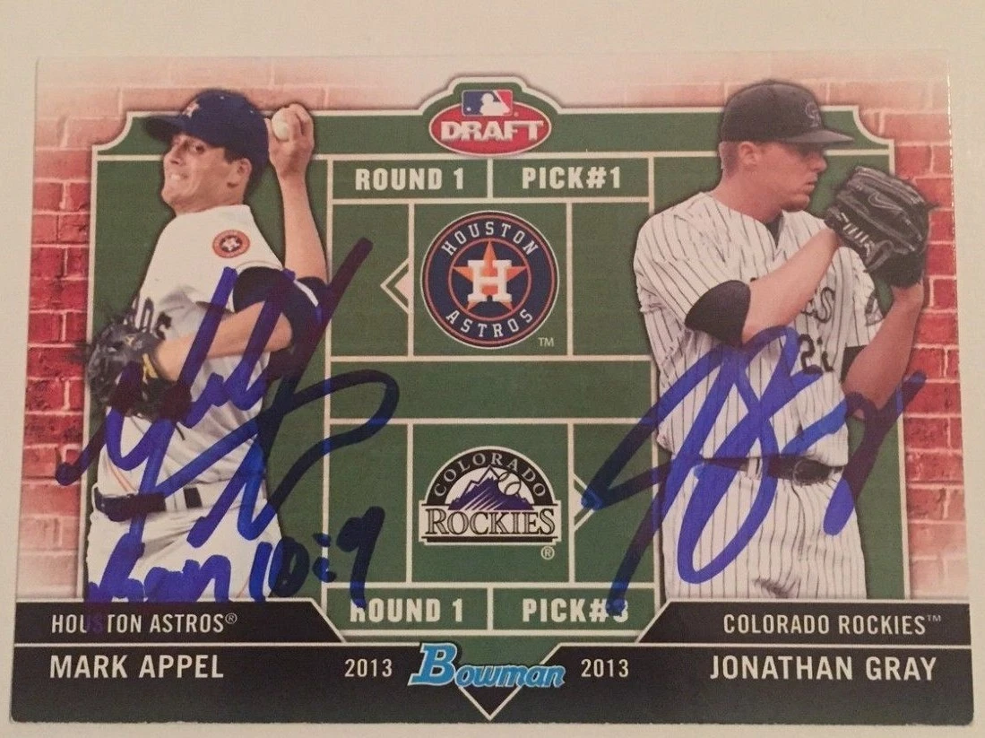 Mark Appel Jonathan Gray Jon signed 2013 Bowman Draft Dual Rookie card auto