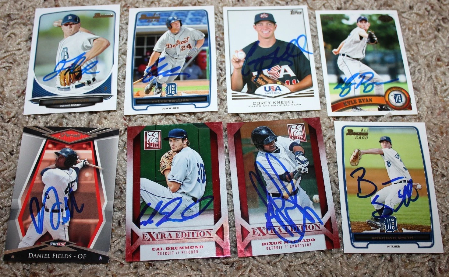 8 Tigers signed card lot Jake Thompson Tyler Collins Cory Knebel Kyle Ryan
