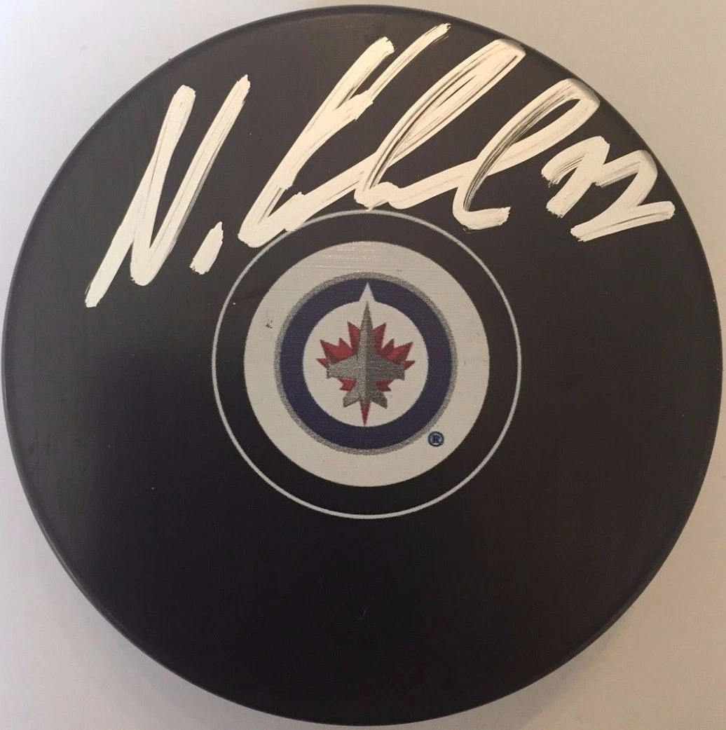 NIKOLAJ EHLERS SIGNED WINNIPEG JETS PUCK W/CASE COA