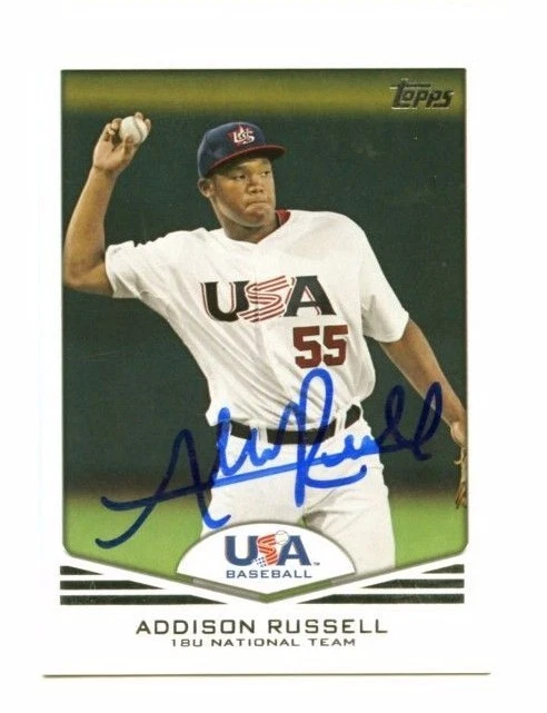 ADDISON RUSSELL SIGNED 2011 TOPPS USA BASEBALL ROOKIE CARD CHICAGO CUBS AUTO
