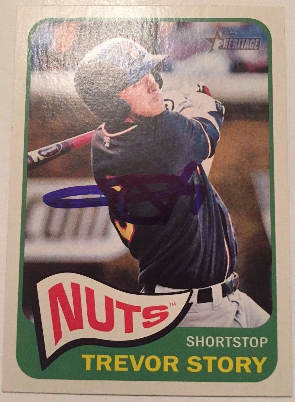 TREVOR STORY SIGNED 2014 TOPPS HERITAGE MINOR LEAGUE ROOKIE CARD AUTO