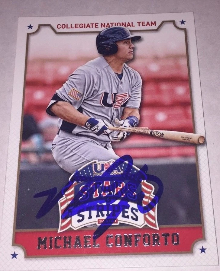 MICHAEL CONFORTO SIGNED 2015 USA BASEBALL STARS & STRIPES ROOKIE CARD METS AUTO
