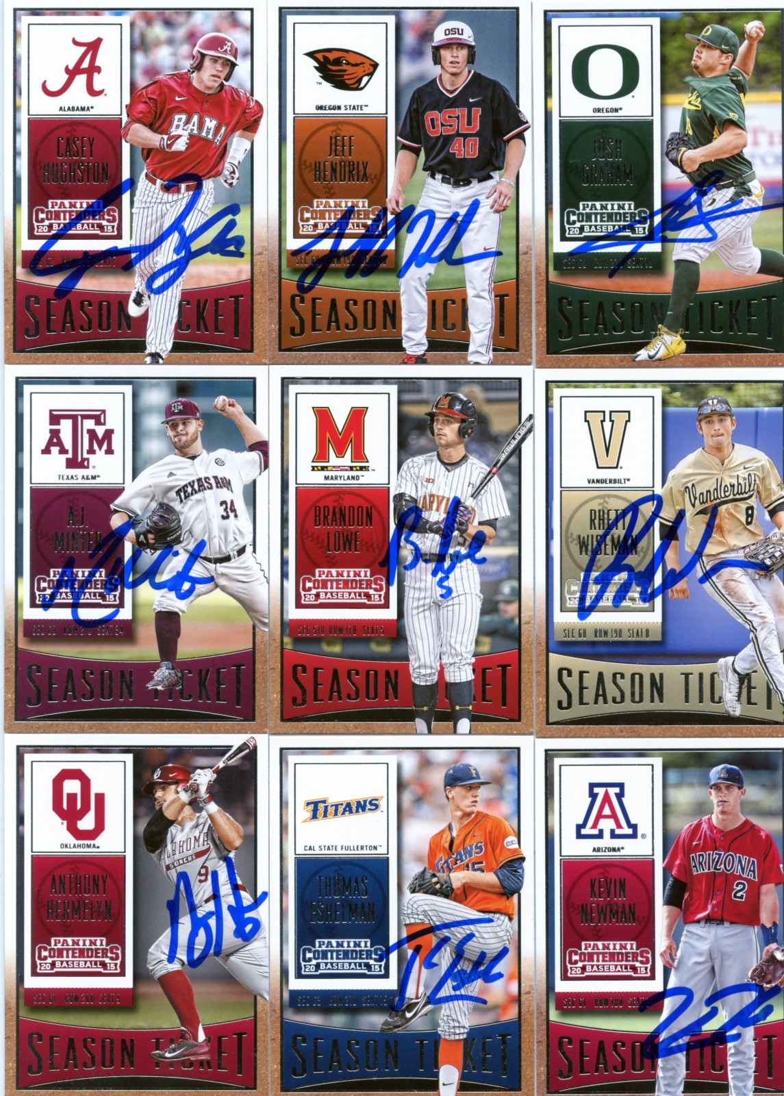 KEVIN NEWMAN TOM SIGNED 2015 PANINI CONTENDERS PROSPECT ROOKIE CARD AUTO