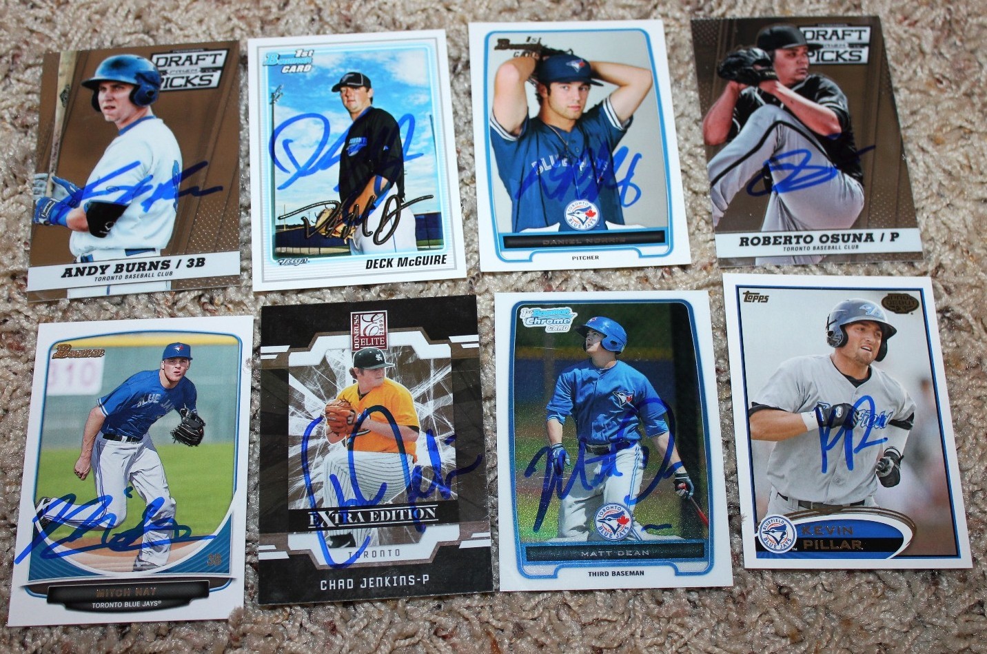 8 Blue Jays signed card lot Daniel Norris Kevin Pillar Mitch Nay Roberto Osuna