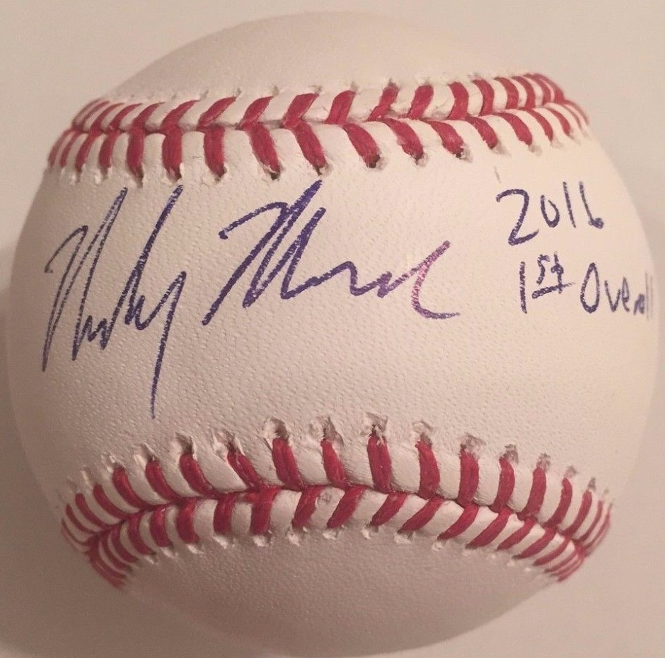 MICKEY MONIAK SIGNED RAWLINGS MLB BASEBALL PHILLIES 2016 1ST OVERALL PICK COA