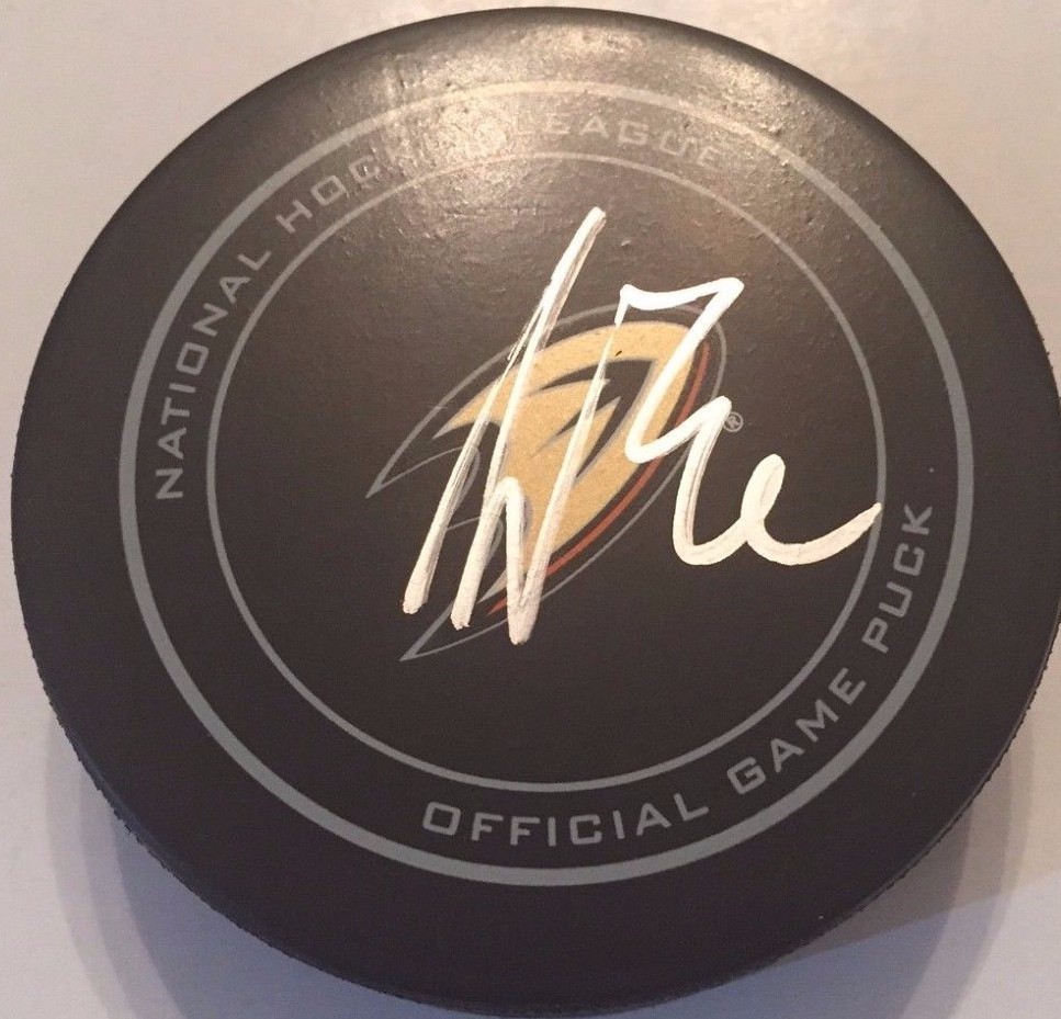 JOHN GIBSON SIGNED ANAHEIM DUCKS GAME PUCK W/CASE COA