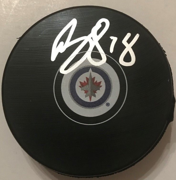 BRYAN LITTLE SIGNED WINNIPEG JETS PUCK W/CASE COA