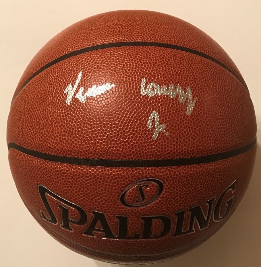 VERNON CAREY JR SIGNED SPALDING NBA BASKETBALL CHARLOTTE HORNETS PROOF COA