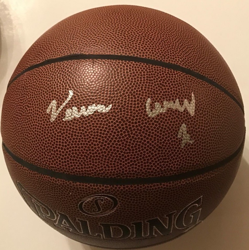 VERNON CAREY JR SIGNED SPALDING NBA BASKETBALL CHARLOTTE HORNETS PROOF COA