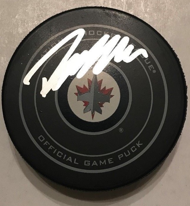 PATRIK LAINE SIGNED WINNIPEG JETS OFFICIAL GAME PUCK W/CASE COA