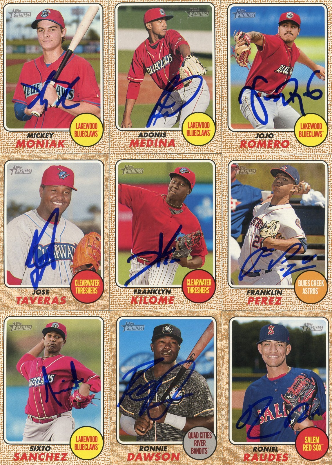 MICKEY MONIAK SIGNED 2017 TOPPS HERITAGE MINORS ROOKIE CARD AUTO