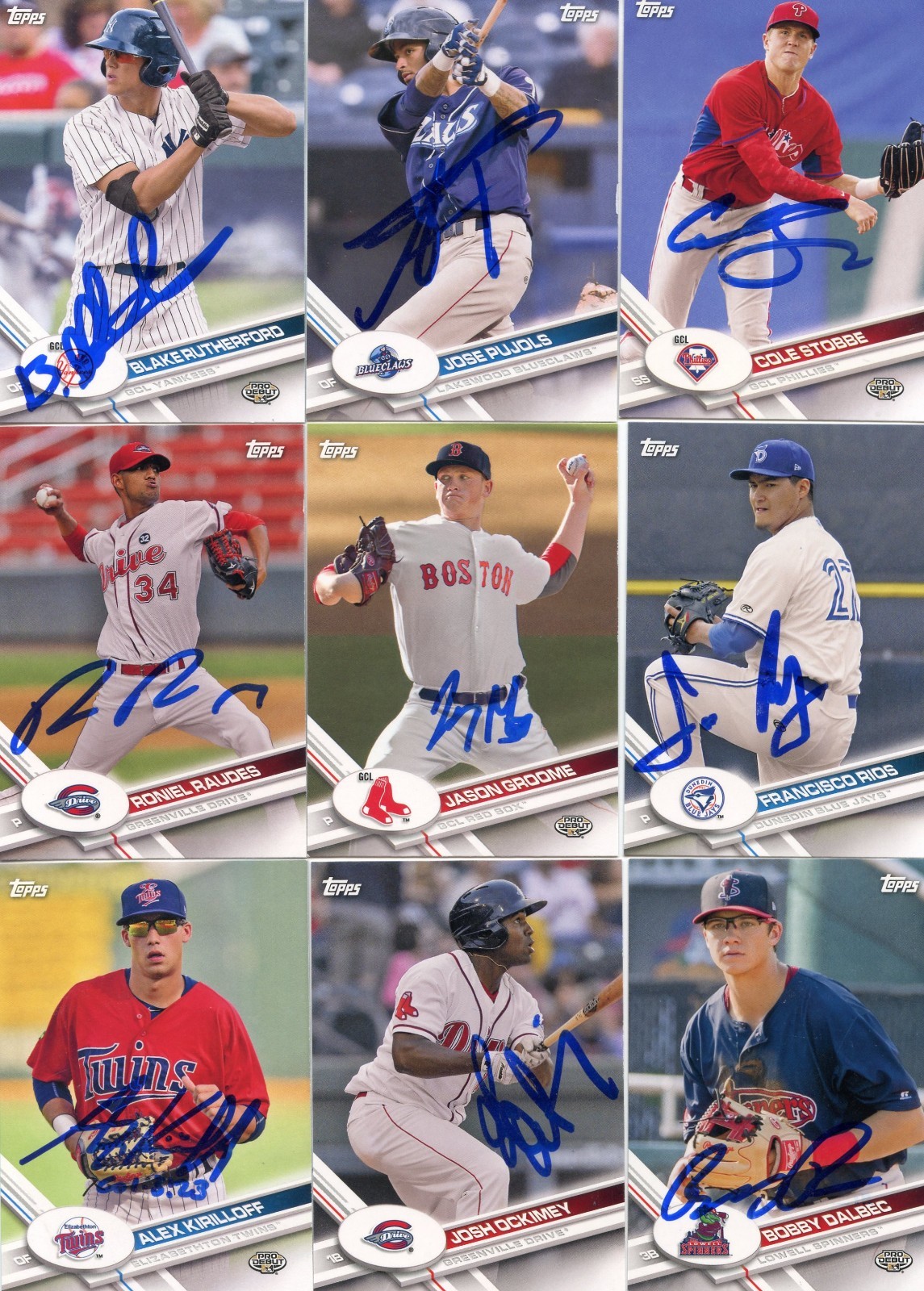 BLAKE RUTHERFORD SIGNED 2017 TOPPS PRO DEBUT ROOKIE CARD AUTO