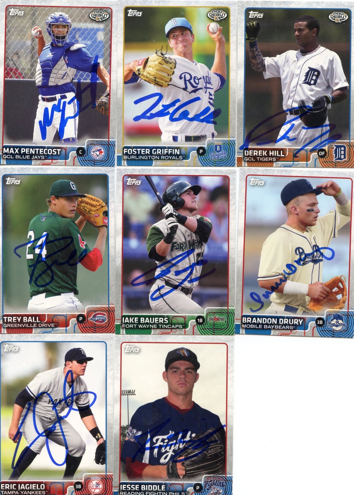 JAKE BAUERS SIGNED 2015 TOPPS PRO DEBUT ROOKIE CARD AUTO