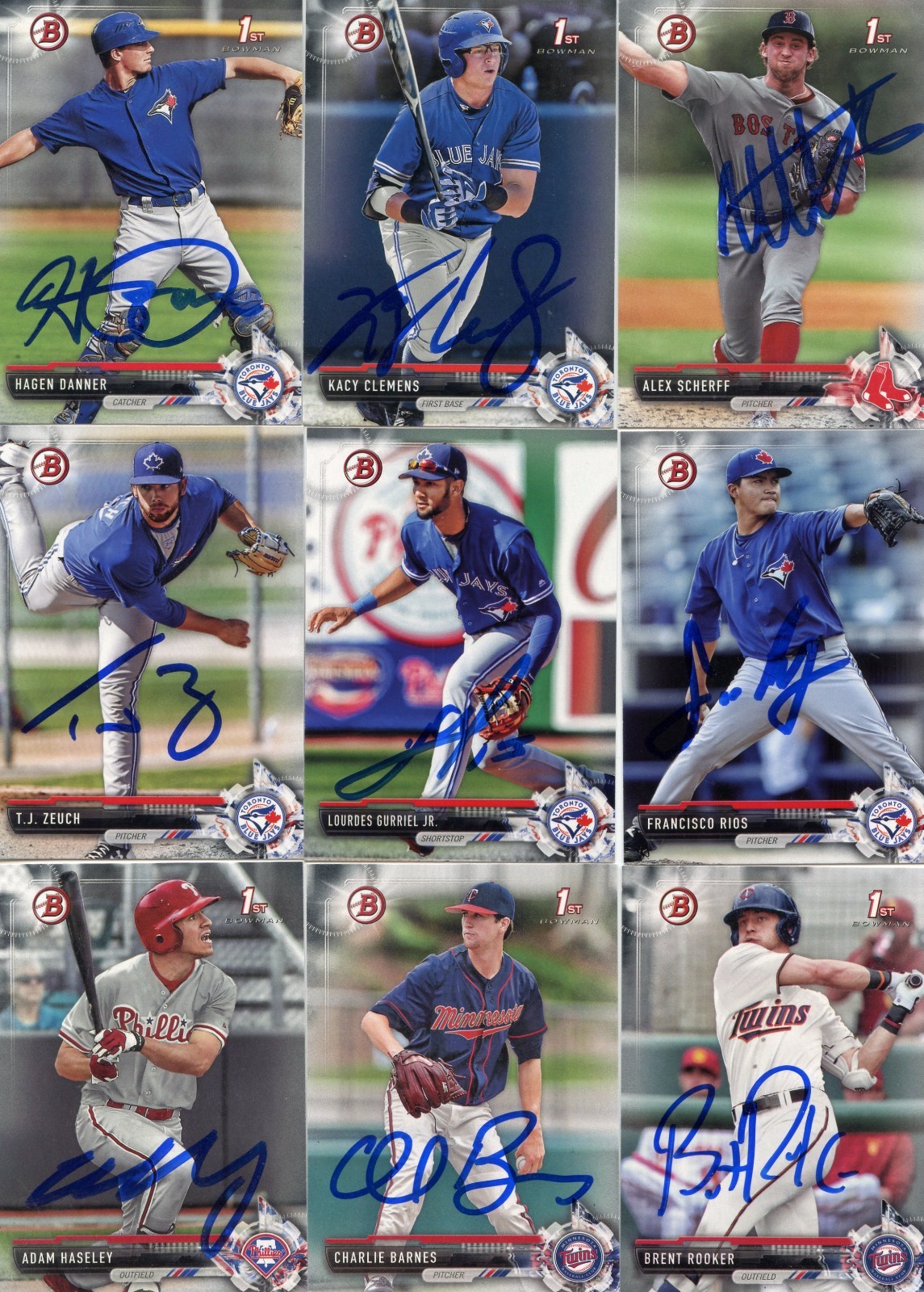 ADAM HASELEY SIGNED 2017 BOWMAN DRAFT PROSPECT ROOKIE CARD AUTO