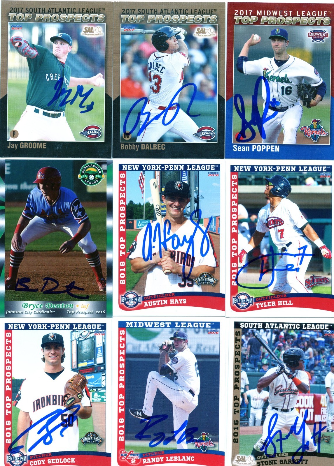 BOBBY DALBEC SIGNED 2017 SAL TOP PROSPECTS ROOKIE CARD SOUTH ATLANTIC AUTO