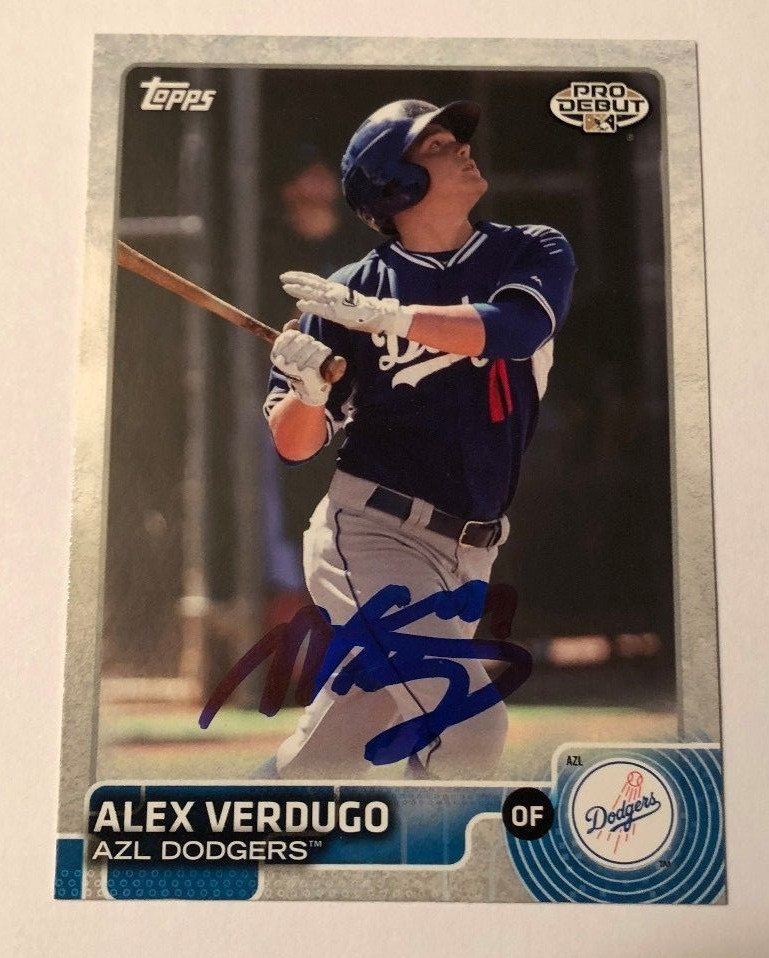 ALEX VERDUGO SIGNED 2015 TOPPS PRO DEBUT PROSPECT ROOKIE CARD AUTO