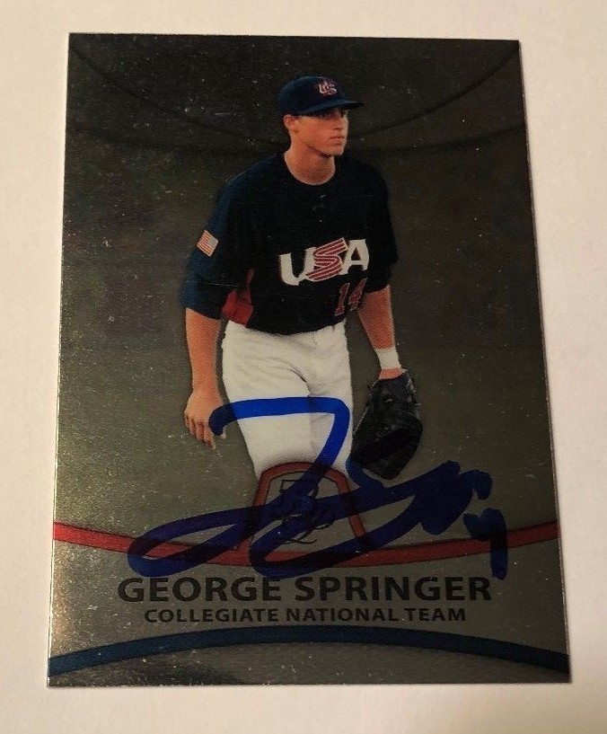 GEORGE SPRINGER SIGNED 2010 BOWMAN PLATINUM TEAM USA PROSPECT ROOKIE CARD AUTO