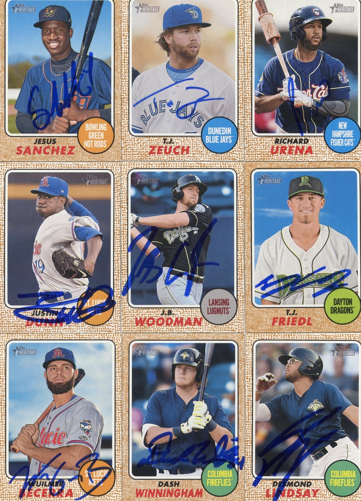 JESUS SANCHEZ SIGNED 2017 TOPPS HERITAGE MINORS ROOKIE CARD AUTO