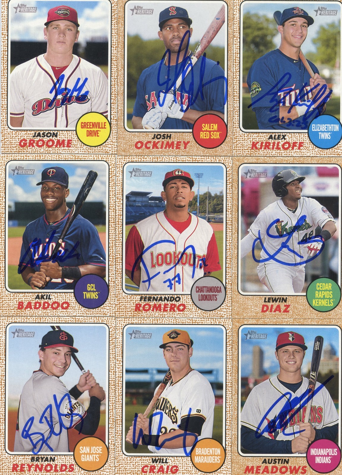 AUSTIN MEADOWS SIGNED 2017 TOPPS HERITAGE MINORS ROOKIE CARD AUTO