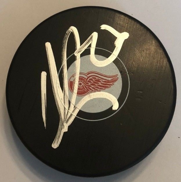 MICHAEL RASMUSSEN SIGNED DETROIT RED WINGS PUCK W/CASE COA