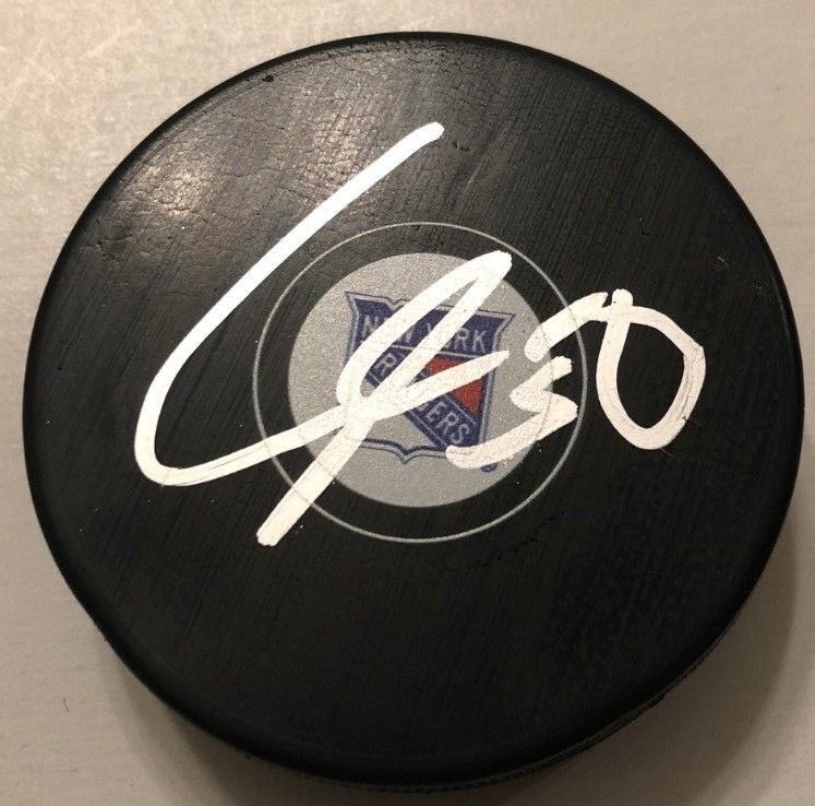 LIAS ANDERSSON SIGNED NEW YORK RANGERS PUCK W/CASE COA