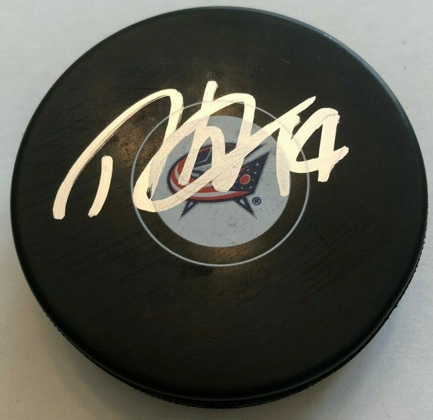 DEAN KUKAN SIGNED COLUMBUS BLUE JACKETS HOCKEY PUCK W/CASE COA