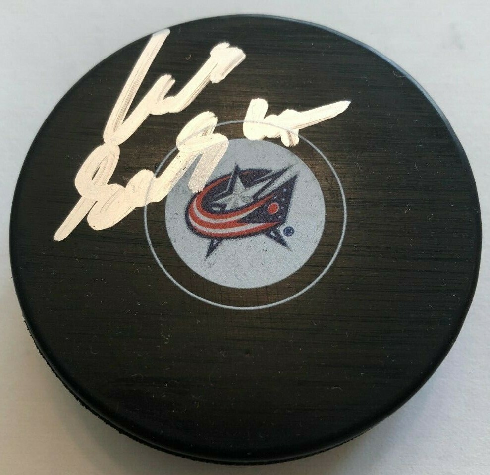 LUKAS SEDLAK SIGNED COLUMBUS BLUE JACKETS HOCKEY PUCK W/CASE COA