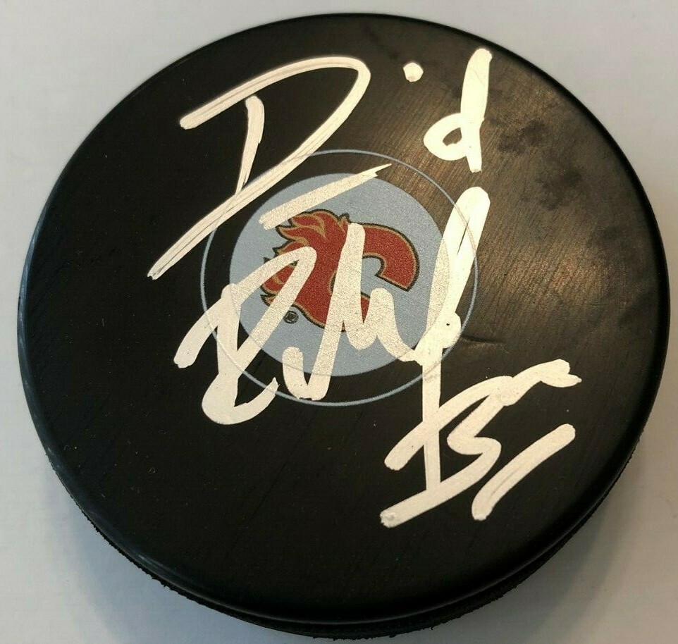 DAVID RITTICH SIGNED CALGARY FLAMES HOCKEY PUCK W/CASE COA