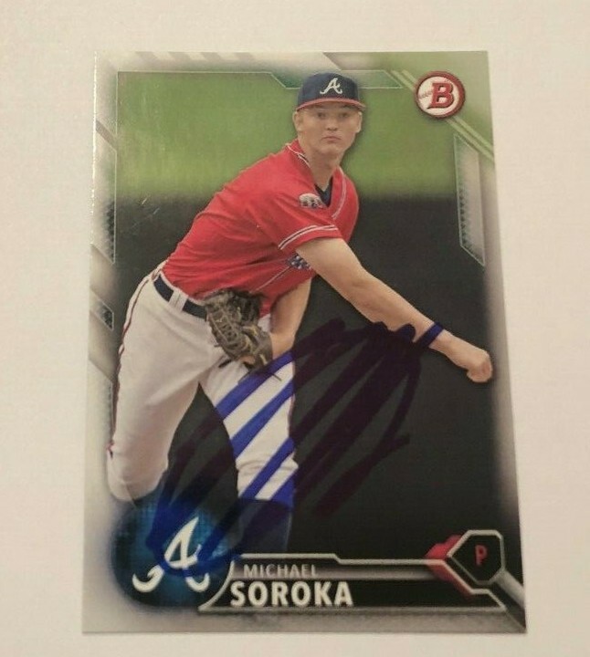 MIKE SOROKA SIGNED 2016 BOWMAN DRAFT ROOKIE CARD MICHAEL AUTO