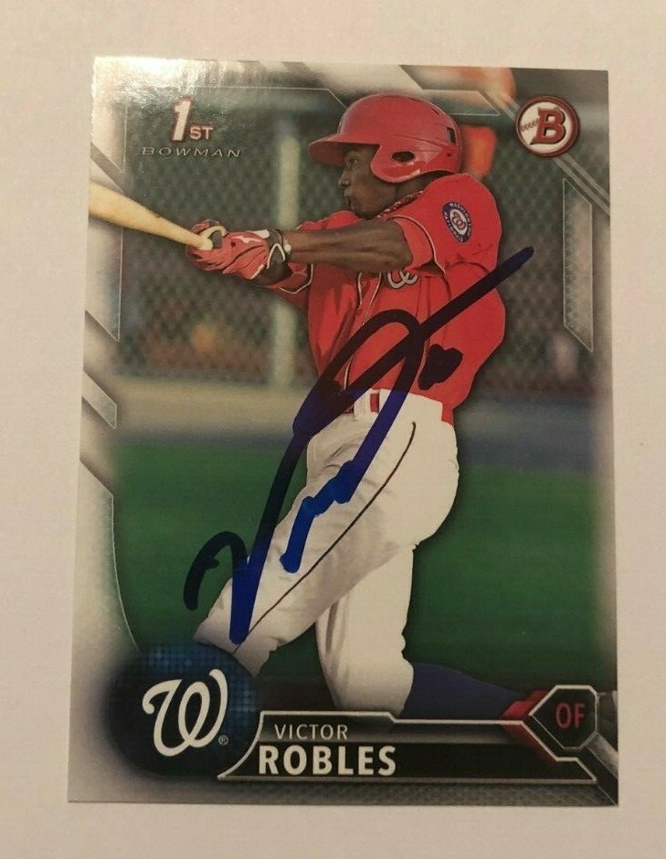 VICTOR ROBLES SIGNED 2016 BOWMAN PROSPECT ROOKIE CARD AUTO COLLECTIBLE MEMORABILIA