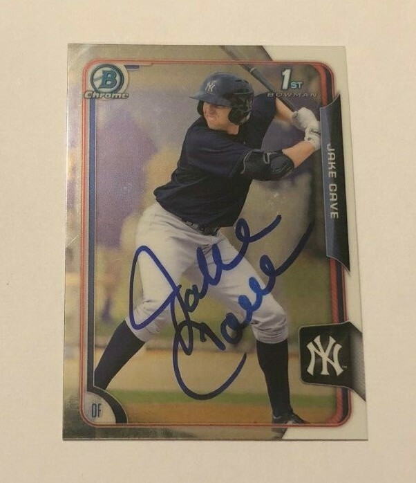 JAKE CAVE SIGNED 2015 BOWMAN CHROME PROSPECT ROOKIE CARD AUTO
